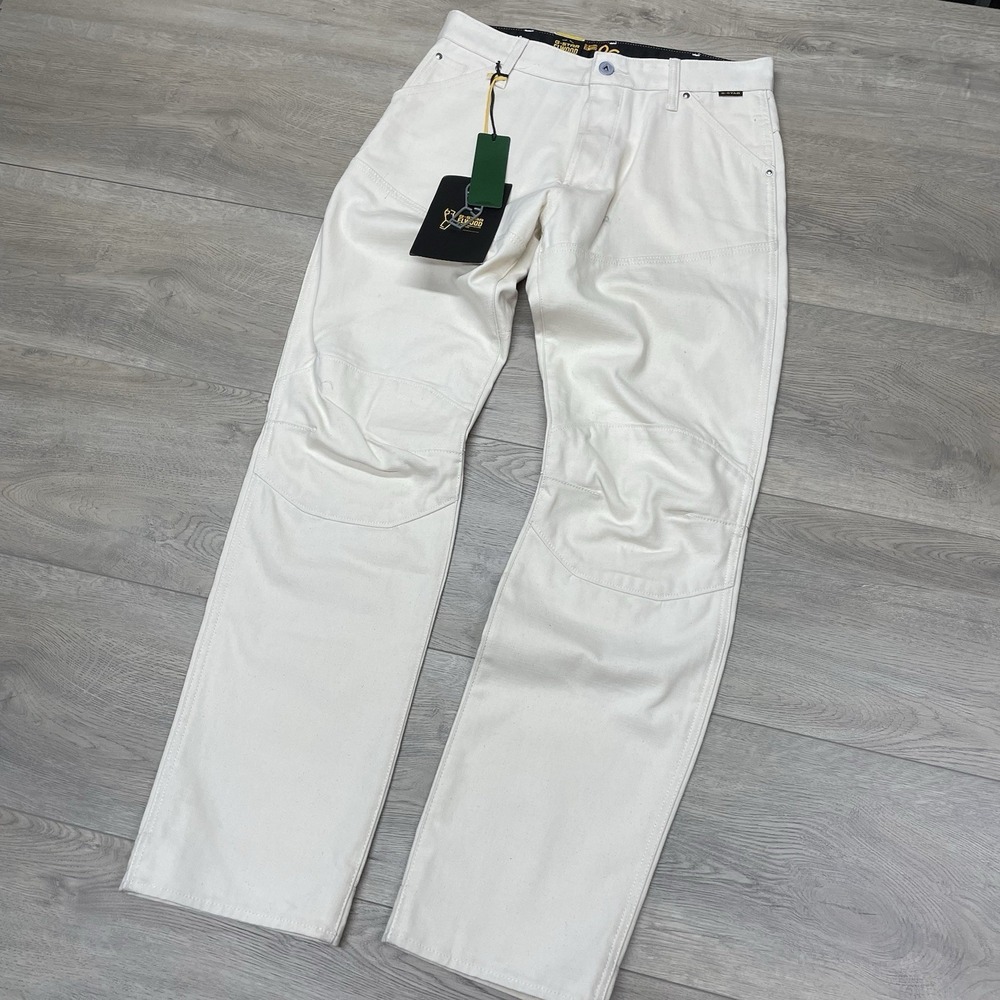 NWT‎ G-Star Raw Elwood 5620 Jean Pants Moto Off White Men Sz 31x32 Duckman